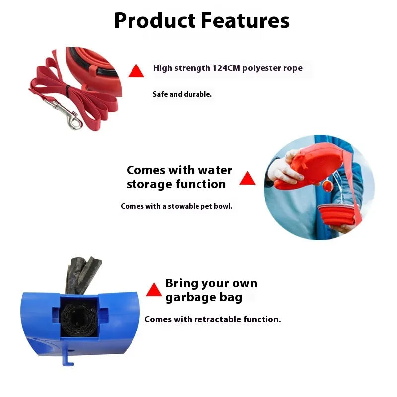 Outdoor Dog Walking 3-in-1 Portable Water Bottle With Leash