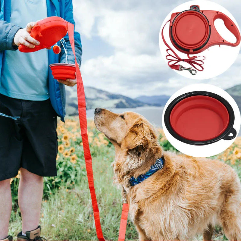 Outdoor Dog Walking 3-in-1 Portable Water Bottle With Leash