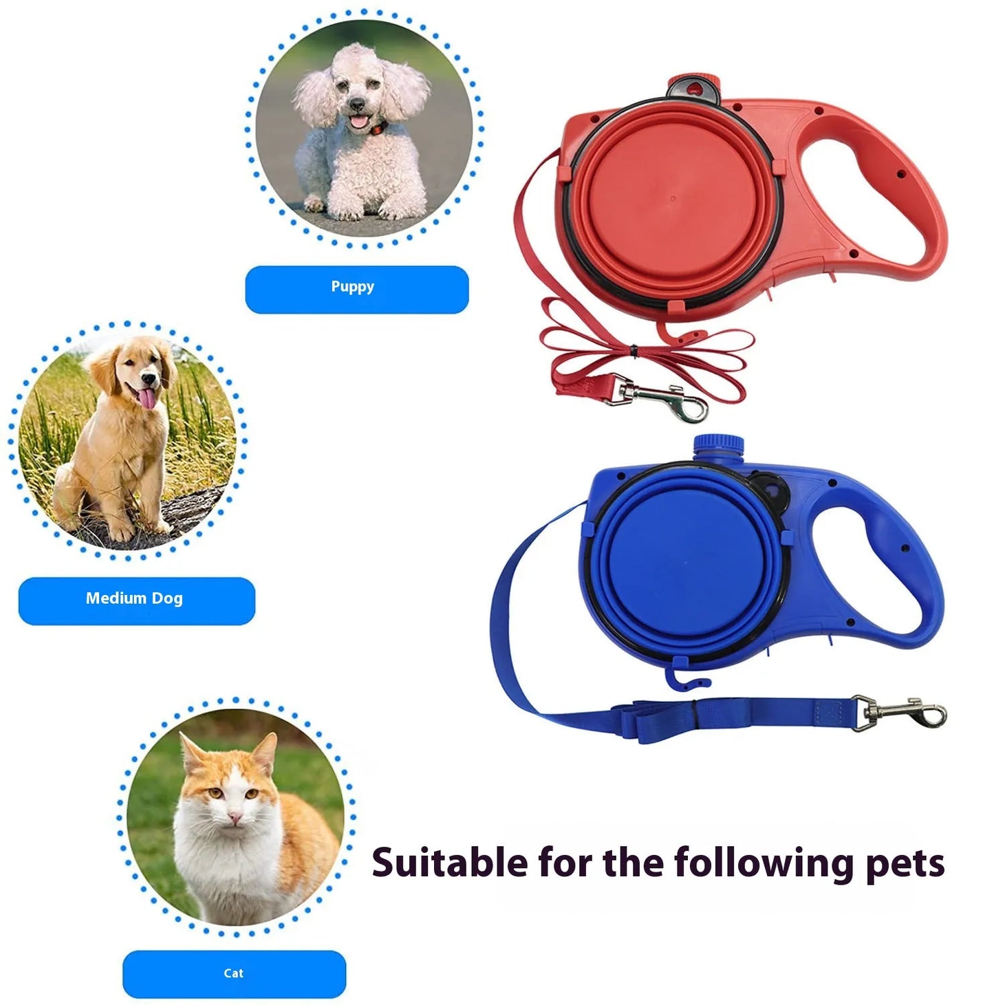 Outdoor Dog Walking 3-in-1 Portable Water Bottle With Leash